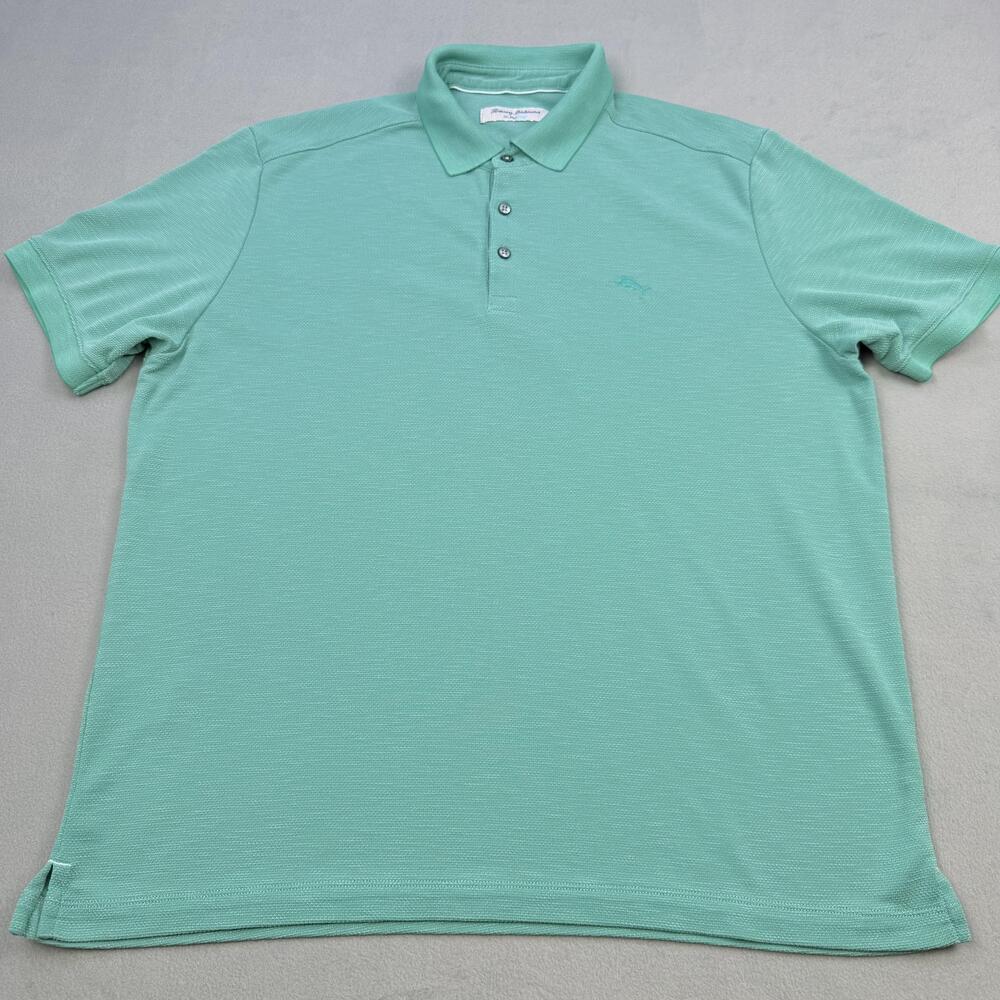 Tommy Bahama Polo Shirt Mens Large Green Solid IslandZone Stretch Performance